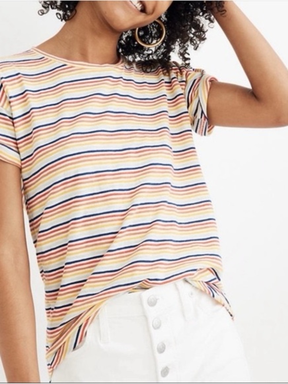 Madewell Wisper Cotton Multi-Stripe Short Sleeve Tee